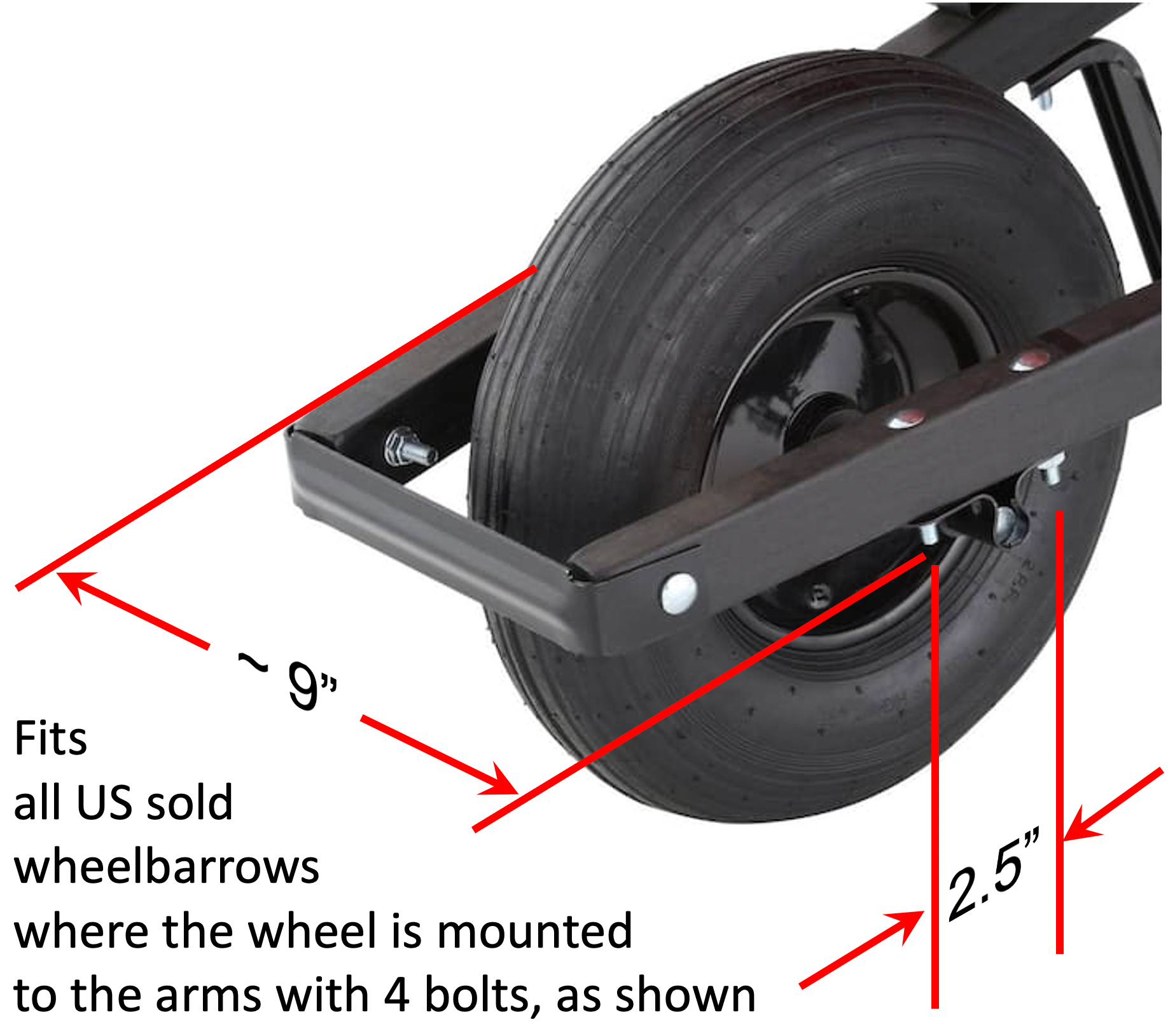 electric wheelbarrow kit mounting dimensions.