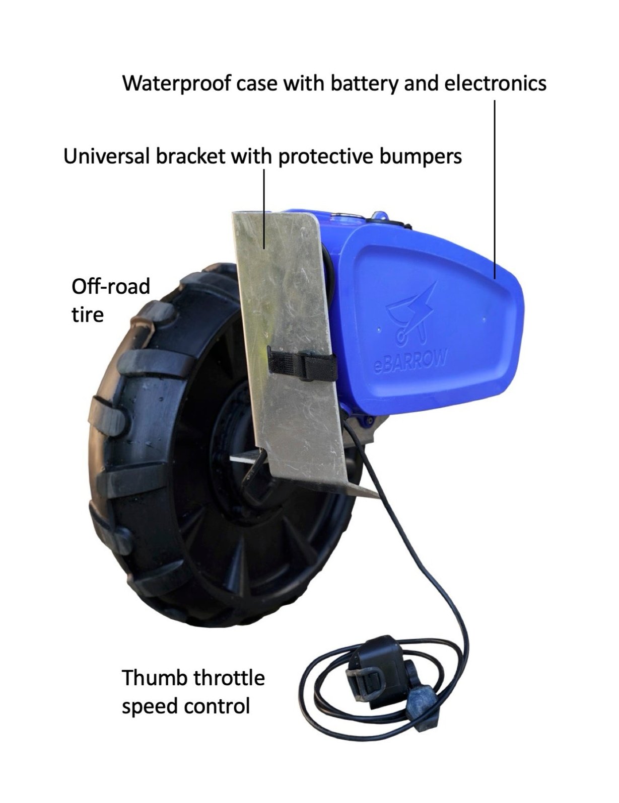 eBarrow electric wheelbarrow kit features